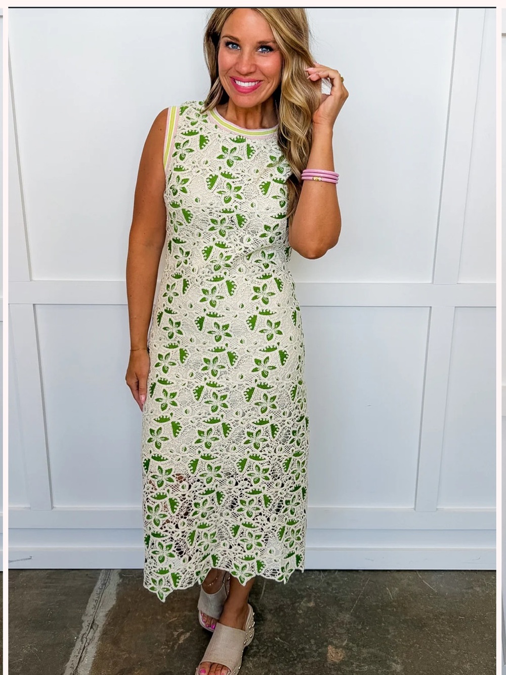NWT MEADOWLINE CROCHET MIDI DRESS IN GREEN Size Small